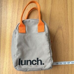 Tan and Orange Canvas LUNCH Bag